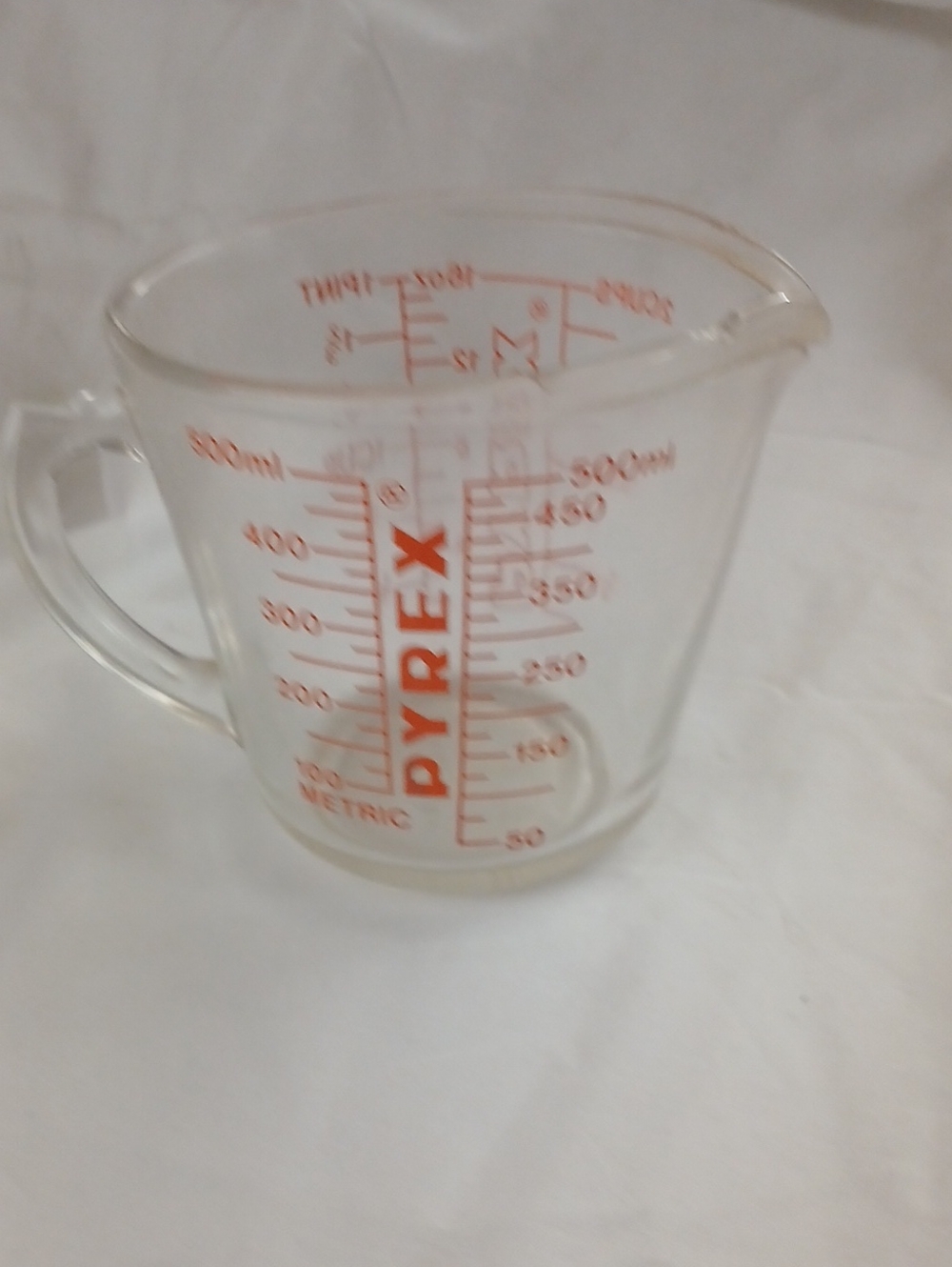 Pyrex Clear Glass Measuring Cup with Orange Markings